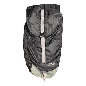 L. L. Bean Ultralight Day Pack Stowaway Gray Black Cinch Top Backpack Buckle Zip